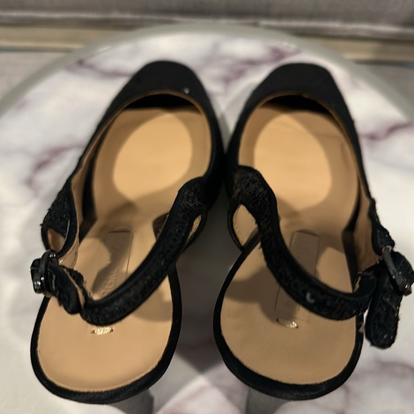 BCBG heels - black sequin slingback platform shoes peep toe size 8.5. Stiletto - Picture 8 of 17